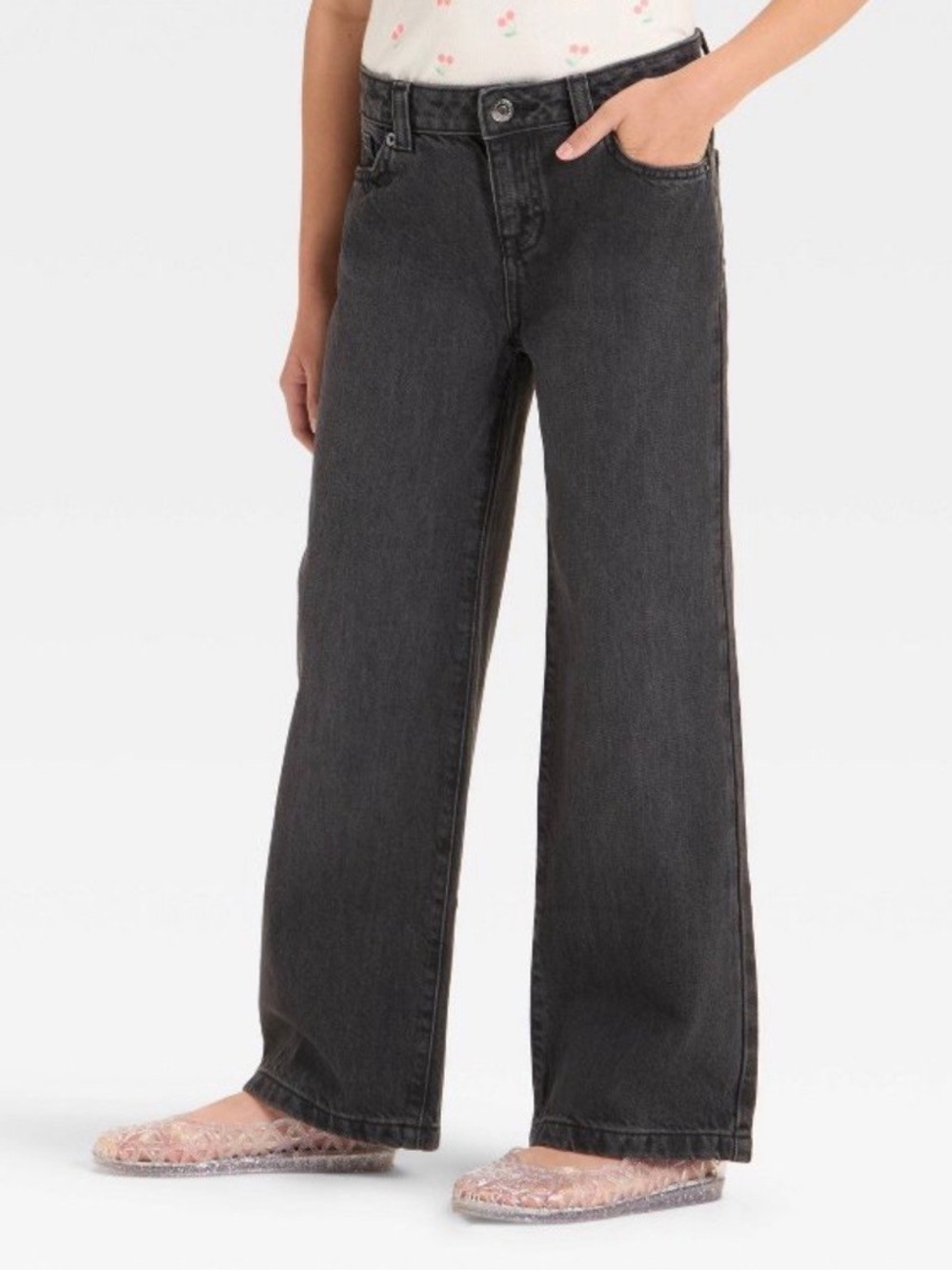 Cat & Jack Girls’ Wide Leg Jeans - Black